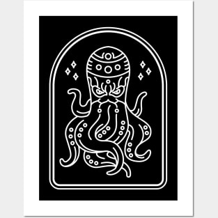 Ninja Octopus (White) Posters and Art